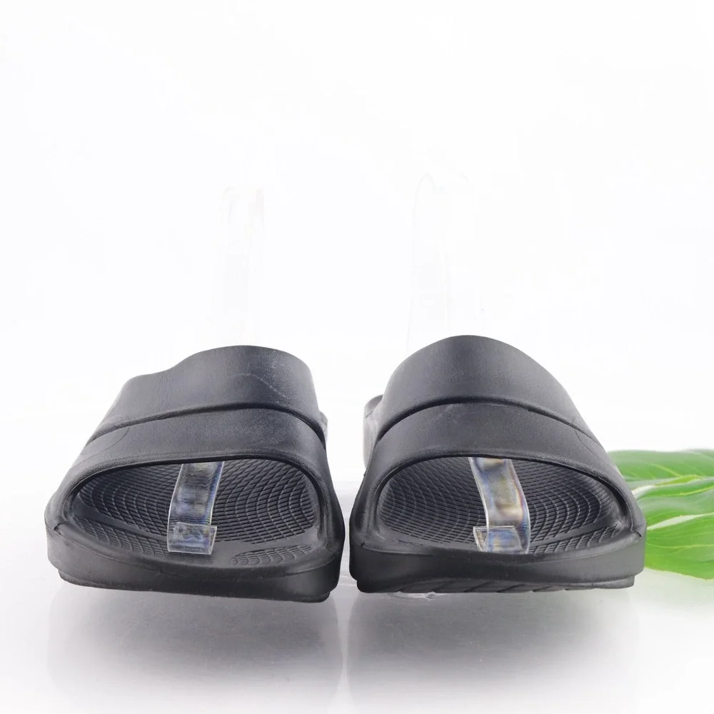 OOFOS Mens OOahh Slide Sandals Shoes Size 9 Black Recovery Comfort Cushioned